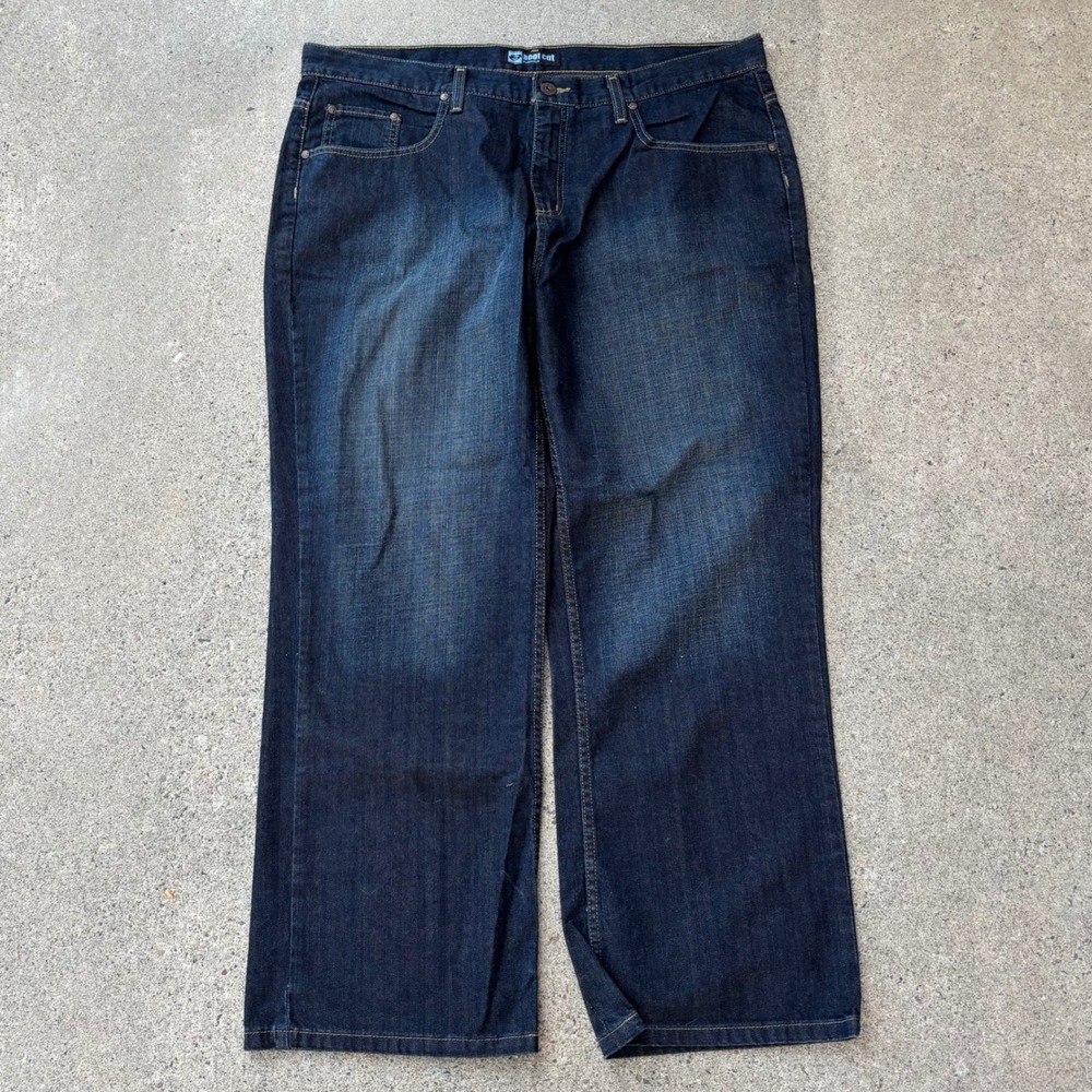 Anchor Blue Bootcut Baggy Wide Leg Loose Fit Jeans Dark Wash Y2K Mens Size 40x30